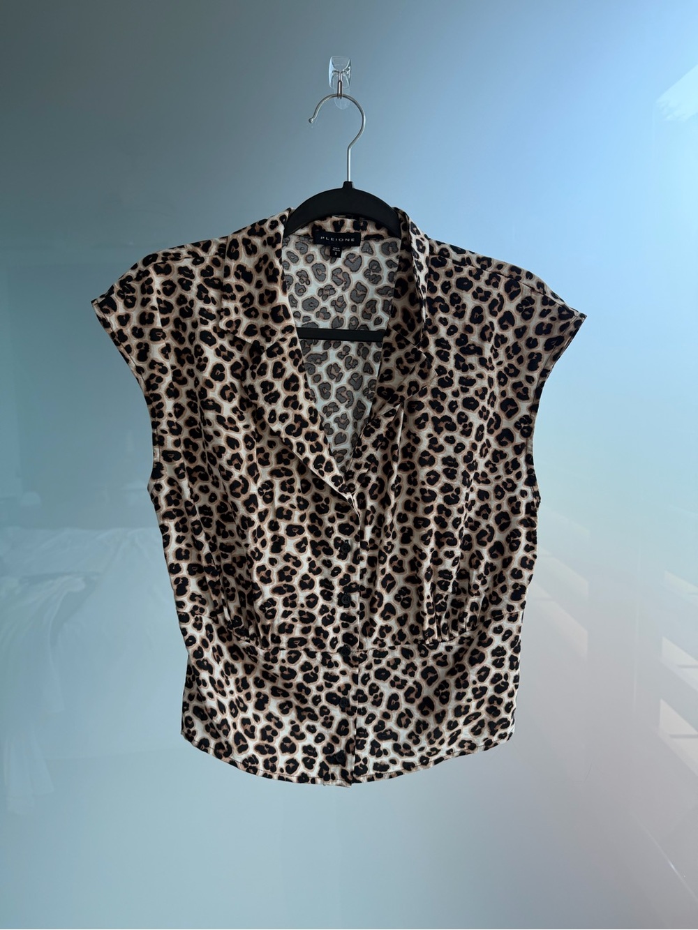 Pleione Cheetah Print Button Down Top - Picture 2 of 4